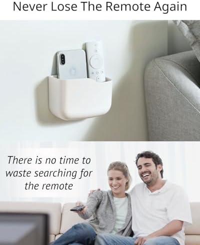 LINFIDITE TV Remote Holder Wall Mount Remote Control Holder for Bed Universal Bedside Wall Remote Holder Caddy Organizer Hole-Free Remote Control Holder (For 2 Or 3 Remote Controls–White–Quantity1