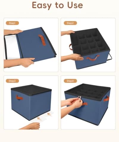 3 Pack Foldable Shoe Storage Bin Clear Lid Organizer for Entryway,Navy Blue
