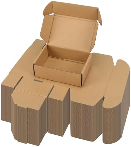 PHAREGE 75 Pack 6x4x2 inch Small Shipping Boxes, Brown Mailing Boxes