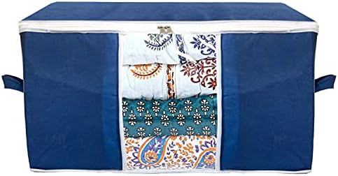Kuber Industries Underbed Clothes Blankets Storage Bag With Tranasparent Window (Navy Blue)-HS_38_KUBMART21706