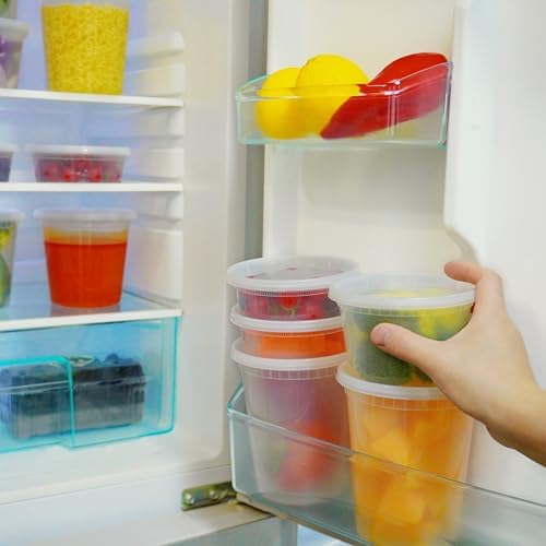 TashiBox 50 Sets 16 Oz Plastic Deli Containers with Lids - Food Storage Containers with Lids - Clear Airtight Meal Prep Containers, BPA Free, Stackable, Leakproof, Microwave and Freezer Safe