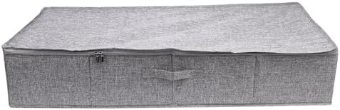 Under Bed Storage Cotton Linen Water Proof Underbed Storage Bags for Bedding Foldable Under Bed Storage Container for Clothes Socks Shoes, Gray (S)