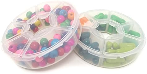 Honbay 2PCS 6 Compartment Round Shape Clear Small Plastic Storage Box Pill & Jewelry Organizer for Travel or Daily Use