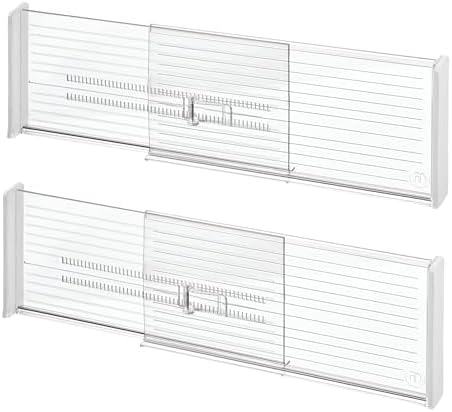 iDesign Plastic Adjustable Drawer Dividers, Clear, Set of 2