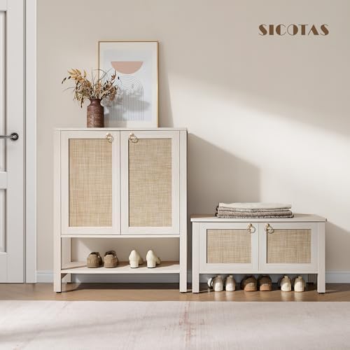 SICOTAS Rattan Shoe Cabinet with Storage, 5 Tier, 3 Pieces