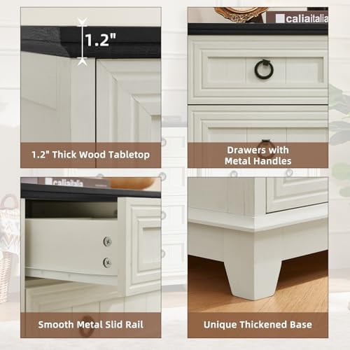 Joaxswe Farmhouse 5 Drawer Dresser for Bedroom, 33.2" Tall Chest of Drawers | Rustic Wood Dresser with Metal Handle, Storage Organizer Closet for Living Room, Hallway, Entryway, White