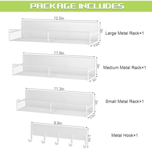 4 Pack Magnetic Shelves for Washing Machine, Heavy-Duty Magnetic Laundry Organizer with Hooks, Washing Machine Shelf for Refrigerator, Metal Storage Baskets, Closet & Laundry Room Organization(White)