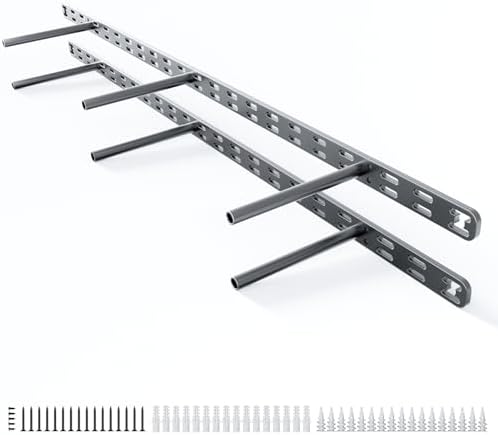 2pcs Floating Shelf Bracket Heavy Duty,Decorative Floating Shelf Hardware Hidden Black Metal Fireplace Mantel Brackets Without Jig (34"X8"X1.0" Without Tools)