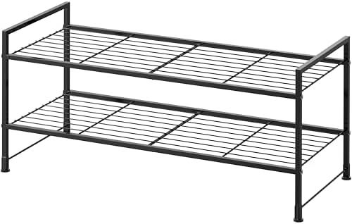 Simple Houseware 2-Tier Stackable Wired Grid Shoe Rack, Black
