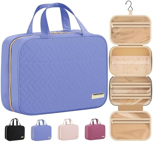 HOTOR Hanging Travel Toiletry Bag Women Men Essentials Aegean-Blue | Big Compartment, Waterproof Travel Accessories, Makeup Organizer Cosmetic Bag for Cruise, Gift, Road Trip, Vacation, Medium