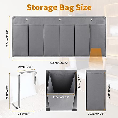RVZONE 6‑Large‑Pocket RV Bedside Hanging Organizer with Sturdy Hooks