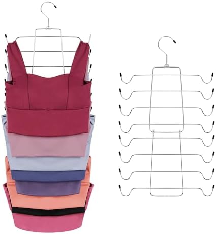 ZEDODIER 3 Pack Tank Top Hanger, Bra Organizer for Closet, Space Saving | 48 Hooks Total, Sturdy Metal, 360° Rotating, Foldable Design, Hanging Closet Organizers and Storage for Apartments and Dorms