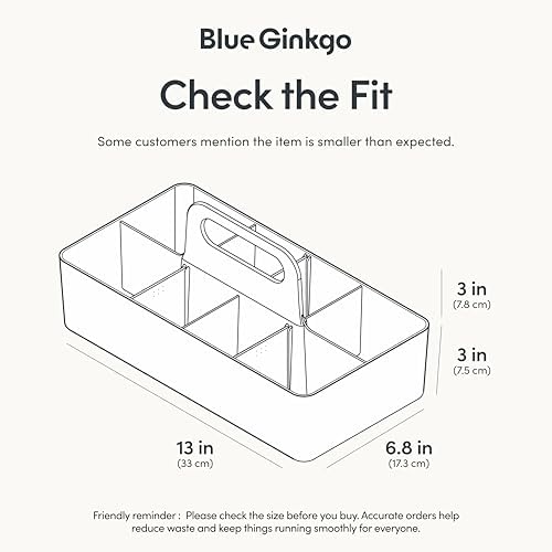 BLUE GINKGO Stackable Organizer Caddy, Long, White, Made in Korea