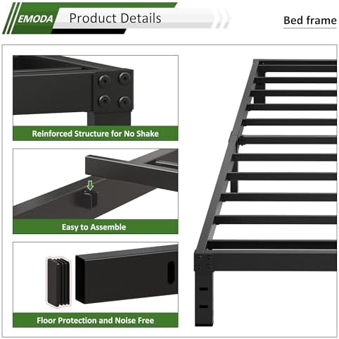 EMODA 10 Inch California King Bed Frames Heavy Duty Metal Cal King Platform