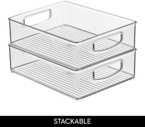 iDesign Stackable Pantry Bin, Clear | Kitchen Cabinets, Fridge or Freezer Storage, Made in USA