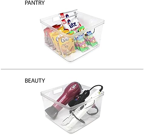 Isaac Jacobs 2-Pack Square Clear Storage Bins (10” L x 10” W x 6.1” H)