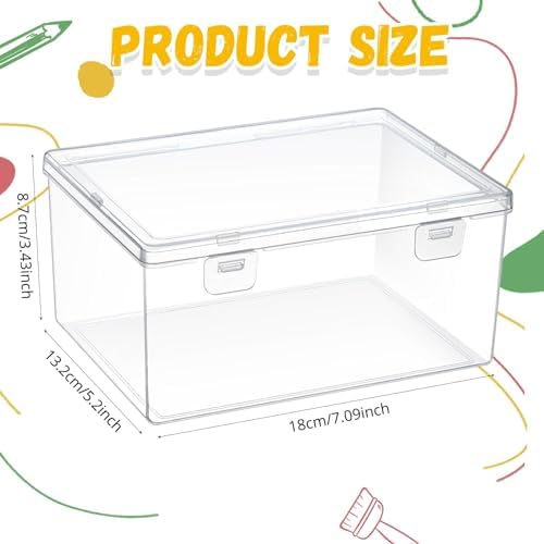 SiliFine 4 Pcs Clear Plastic Storage Bins with Lids Stackable for Toys