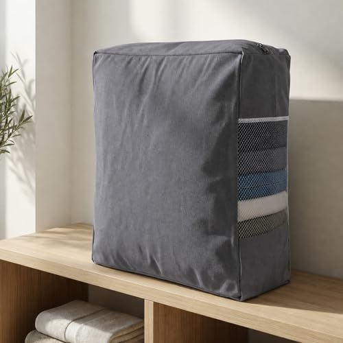 6 Pcs Cotton Canvas Sweater Storage Bag, 20"x14"x5" Closet Organizer Bag