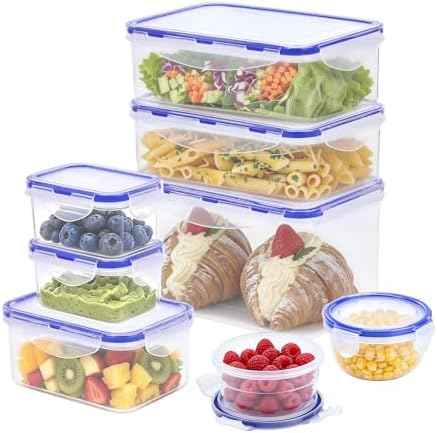 KIGI Food Storage Container Set, Airtight, Stackable, 0.7-8.3 Cup, 8 Pack