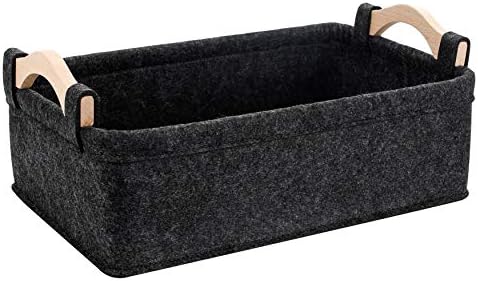 Small Basket Gray Storage Baskets for Shelves Fabric Storage Bins for Living Room Kitchen Playroom Bathroom Toilet Dorm Narrow Storage Basket Organizer Decorative Basket