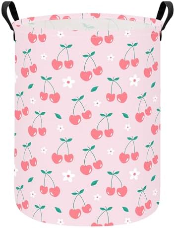 Cherry Fabric Storage Bin Nursery Organizer Basket