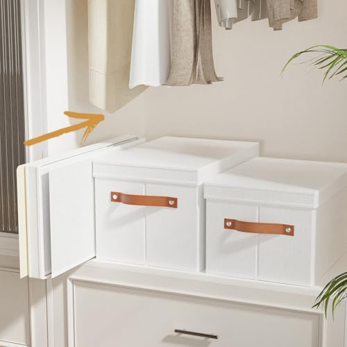 Fabric Storage Baskets,White Boxes,7.1 x 9.1 x 13In,5 Pack