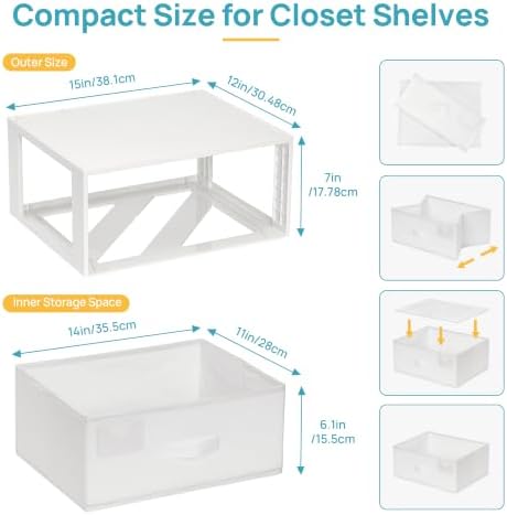 Vtopmart 3 Pack Stackable Closet Organizer, Plastic Frame & Fabric Drawers