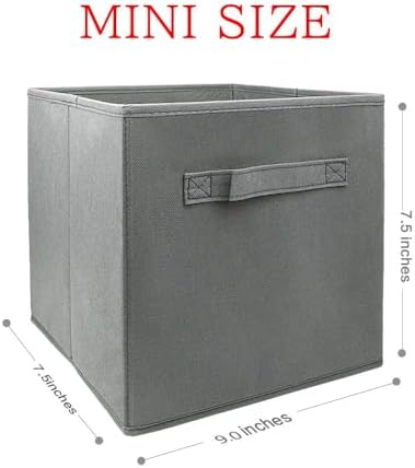 EBIGIC Mini Size 3-Pack Cube Storage Bins 9.0"x7.5"x7.5" Fabirc Foldable Closet Toy Organizer Collapsible Cloth Gray