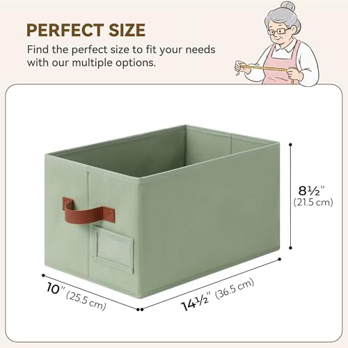 GRANNY SAYS Closet Storage Bins with Label, Sage Green, Medium, 3-Pack