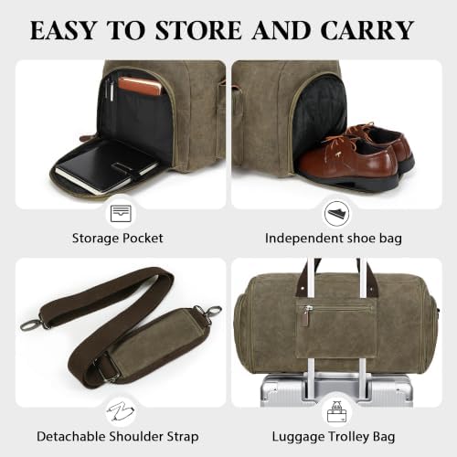 Wildroad Garment Bags for Travel - Canvas Duffle Bag with Shoe Compartment