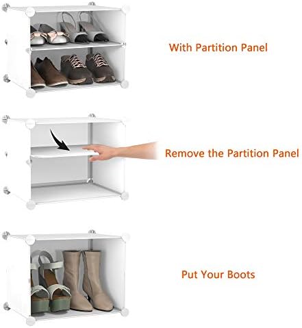 HOMIDEC Shoe Rack Organizer 16 Pair Modular Shoe Storage Cabinet for Closet