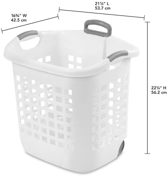 Sterilite 1.75 Bushel Ultra™ Wheeled Plastic Laundry Basket, White, 4 Pack