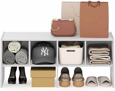 Furinno FANO Closet Organizers and Storage, 6-Cube Multipurpose Top Shelf Closet Shelf, Stackable Closet Organization Shelves, 11.7 x 36 x 15.4, for Bedroom, Closet, Laundry Room, White