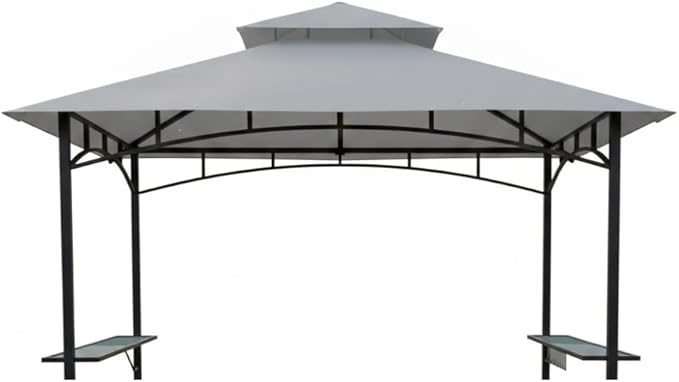 Garden Winds Custom Fit Replacement Canopy Top Cover Compatible with Aldi Gardenline Belavi 8' x 5' Grill Gazebo – Slate Gray