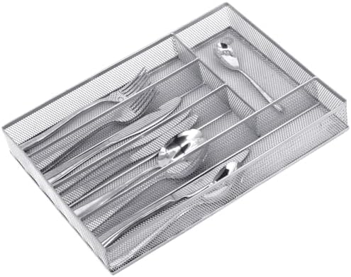 Neudeco Silverware Drawer Organizer, Silver, 5 Compartment