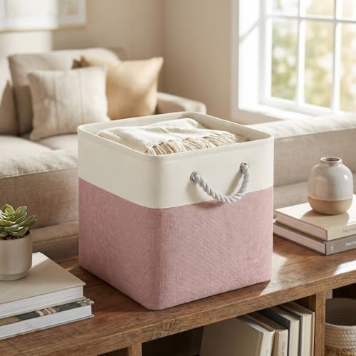 FinishingBo 11 inch Cube Storage Bin with Handles 6 Pack