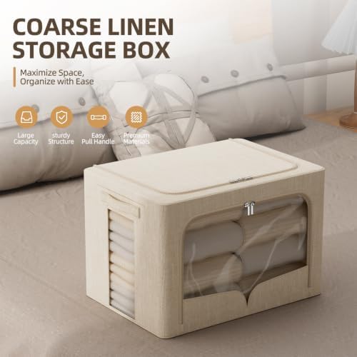 FHSQX 6 Pack Clothes Storage Bins,Beige, 15.7x11.8x11.8 Inch
