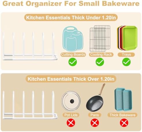 Fikoksol Cutting Board Organizer Storage, Baking Sheet Rack under Cabinet | Heavy Duty Cookie Sheet Organizer, Metal Cutting Board Holder, Space-saving Plate Holder for Cabinet, Tray Divider for Drawer