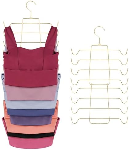 ZEDODIER Tank Top Hanger, Bra Organizer for Closet, Space Saving | 16 Hooks Total, Sturdy Metal, 360° Rotating, Foldable Design, Hanging Closet Organizers and Storage for Apartments and Dorms