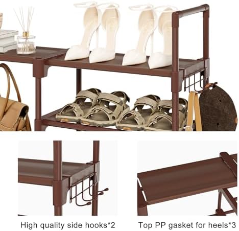 WOWLIVE 9 Tier 3-Column Shoe Rack, 50-55 Pairs Stackable Brown