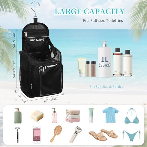 Bagmoly Hanging Shower Caddy Portable - Travel Toiletry Bag for College | Large Capacity Caddy Dorm Basket, Quick Dry Toiletry Tote Bag with Stain Resistant Bottom for Bathroom, Camp, Gym