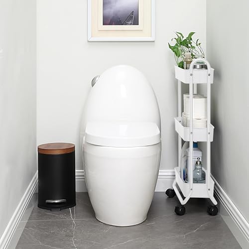 SunnyPoint Slim Rolling Storage Cart, 3 Tier Bathroom Storage Organizer Bathroom, Laundry Utility Cart (White)