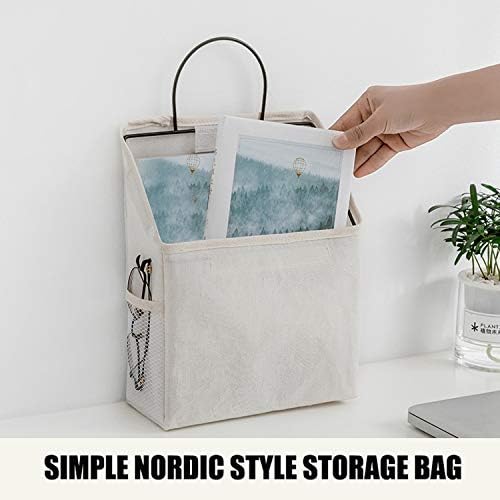 2 Pcs Wall-hanging Storage Bags,Desktop Organizer Basket Cotton Linen Hanging Storage Basket for Kitchen,Bderoom,Living Room-Plant