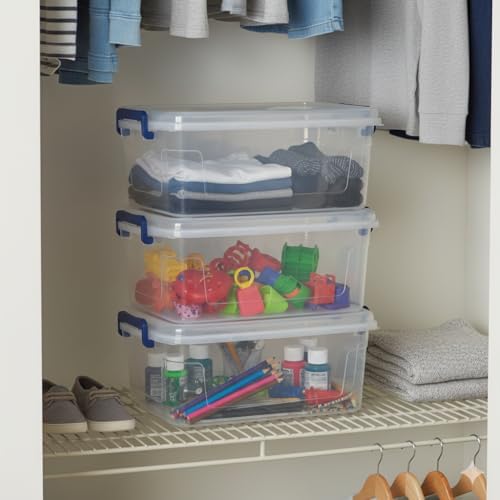 Tribello Clear Storage Bins with Lids, 6-Pack Stackable Plastic Storage Containers for Home Organization – Clear Totes for Closet and Underbed Storage, 9.5