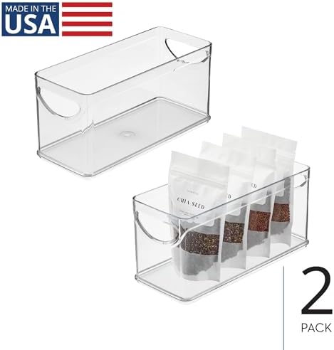 iDesign Narrow Pantry Bin, Set of 2, Clear