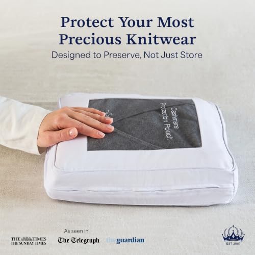 The Cashmere Choice 5 Pack Cashmere Moth Proof Garment Bags for Clothes, Sweaters, Scarves – 100% Cotton Protection Pouch – Standard Size