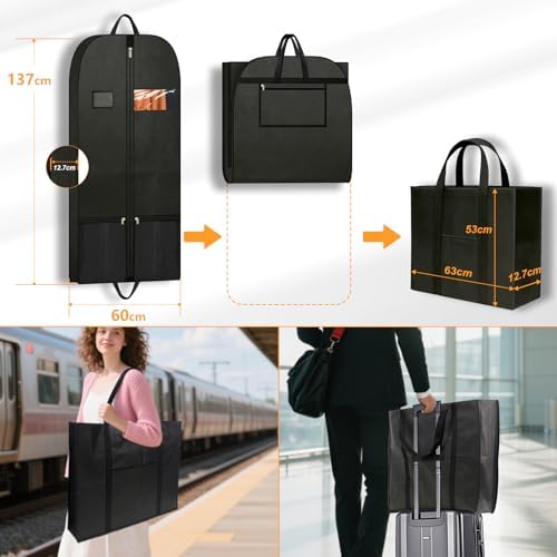 Travel Garment Suit Bag 54" for Hanging Clothes for Men Suits Shirts Coats