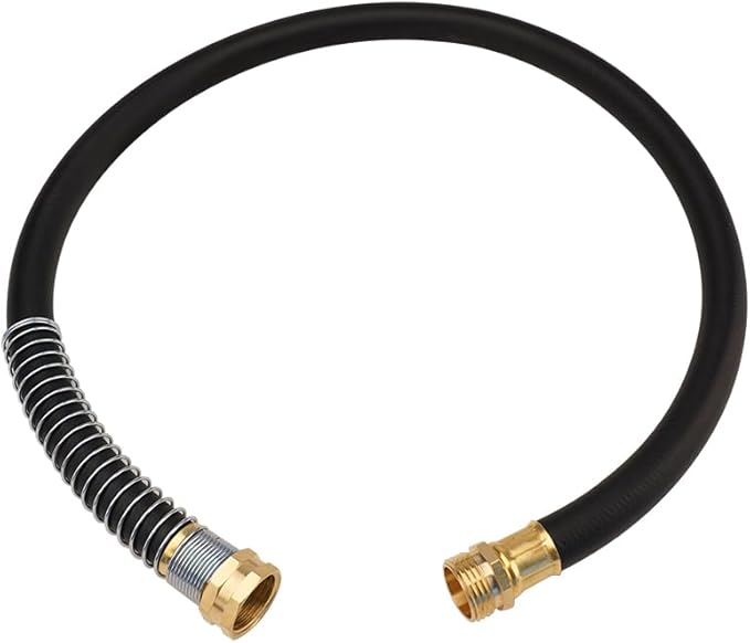 Wiseflow Garden Hose 3FT x 5/8", Heavy Duty Rubber Hose, Water Hose with Five Layered Braiding, Male Female Fittings, 1000PSI Burst, 300PSI Working for Yard, Car Wash, Pets (Black)