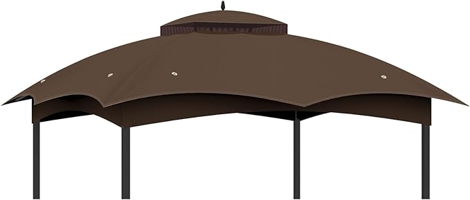 10x12 Gazebo Canopy Replacement Top Cover, Double Tiered Waterproof Canopy Roof for Lowe's Allen Roth Gazebo #GF-12S004B-1