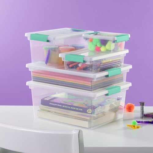 Sterilite Clip Box, Stackable Clear Plastic Bins- Small, 18-Pack